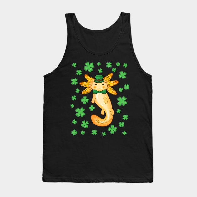 Golden Saint Patrick's day axolotl Tank Top by Purrfect